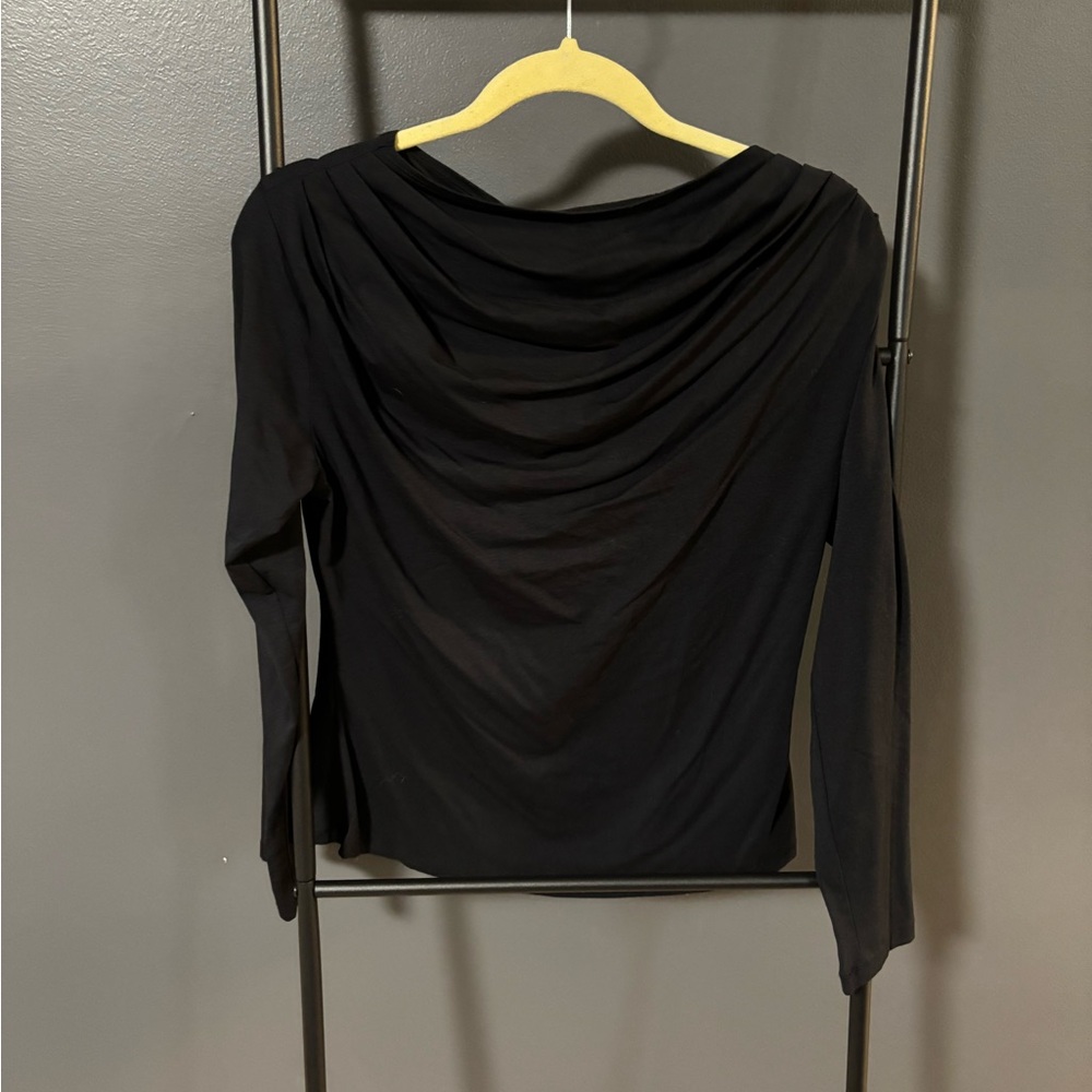 Abercrombie & Fitch Black Draped Blouse